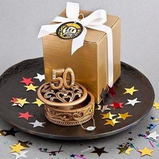   100 50th Anniversary 50 Theme Gold Jewelry/Curio Box Wedding Favor