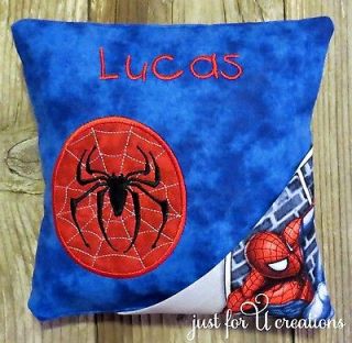   Pillow Boy Spiderman Spider Embroidered Personalized Design Pillow