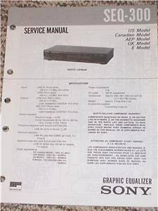 Sony SEQ 300/401 Graphic Equalizer Service Manual
