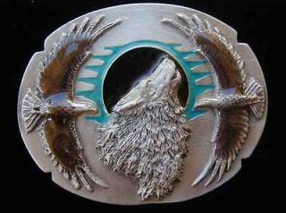 HOWLING WOLF WITH EAGLES BELT BUCKLE BUCKLES NEW