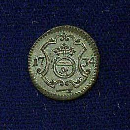 GERMANY SAXONY ALBERTI​NE 1734 IGS 1 PFENNIG COIN, AU+