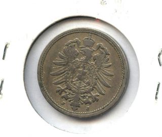 1876 J GERMAN 10 PFENNIG COIN VF