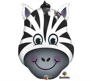 ZEBRA JUNGLE Zoo Safari Black White Stripes Head Face 32 Party Mylar 