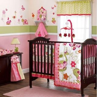   COCALO Once Upon a Pond Baby Girl Pink TWINS Crib Bedding 6 Piece Set