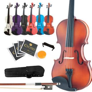 Mendini Student Violin ~Black Blue Pink White Purple ~4/4 3/4 1/2 1/4 