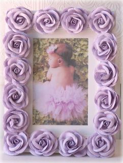 Lavender Roses Picture Frame, Nursery Decor,Baby girl,photo, shabby 