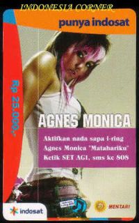 INDONESIA COLLECTIBLE HAND PHONE REFILL CARD AGNES MONICA SINGER 