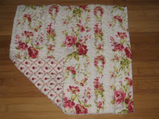 Curbys Closet Pre Quilted Fabric Square ~Vintage Rose on Cream 