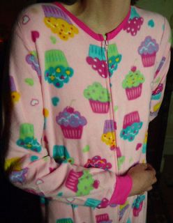 Pink Fleece CUPCAKES Adult Footed Pajamas BLANKET SLEEPER Footie PJs 