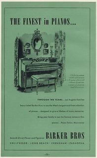 1949 Chickering Spinet Piano Barker Bros Store Los Angeles Print Ad