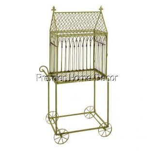 Old World Tuscan Birdcage Plant Stand Wheeled Cart Design