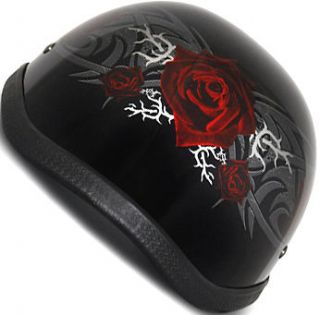   RED ROSE Daytona NOVELTY Motorcycle Half Helmet LOW PROFILE 6002R