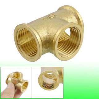   NPT Female Brass 3 Way Tee Adapter Pipe Coupler Connector