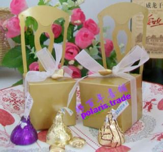   Elegant Gold Chair Wedding Sweet Party Favor Boxes for Card Holder
