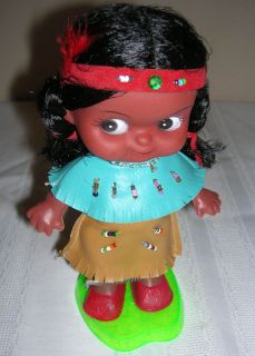 Vintage Plastic Indian Girl Doll Stand Figurine Statue HK
