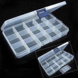 15 Slot Plastic Jewelry Adjustable Tool Box Case Craft Organizer 