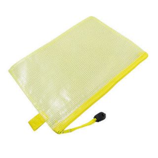 A5 Paper Size Zipper Closure Files Bag Clear Yellow