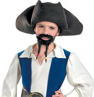 Kids Boys Jack Sparrow Pirate Costume Hat Moustache and Goatee