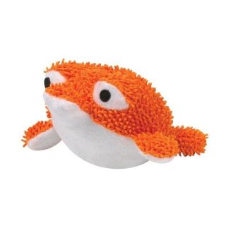 Zanies Primo Pufferfish Plush Squeaker Dog Toy Orange