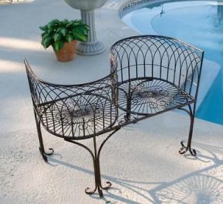 Kissing Architectural Metal Garden Bench Poolside Patio
