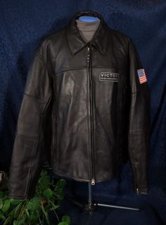 EUC Lined Black Leather PURE POLARIS VICTORY Freedom Motorcycle Jacket 