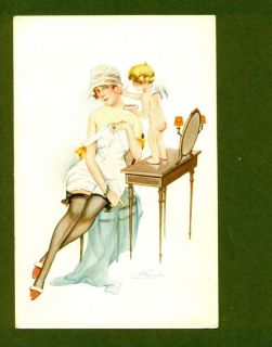 G6024 Suzanne Meunier, Postcard of cupid, Powder puff