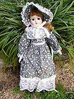   CHINA PORCELAIN DOLL   VICTORIAN STYLE DRESS AND HAT COLLECTIBLE