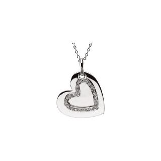 925 Sterling Silver Engraved Mother & Daughter Heart 18 inch Necklace