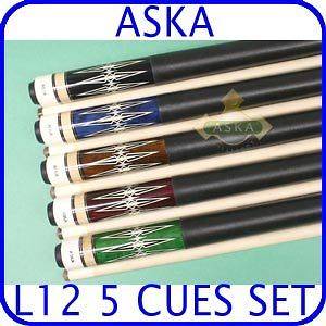Billiard pool cue set Aska L12 5 Cue Sticks Set Maple