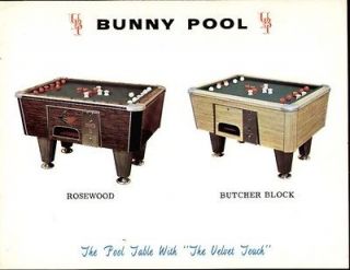 Bunny Pool Coin Op Bumper Pool Table sales flyer by U.B.I. of N.J 