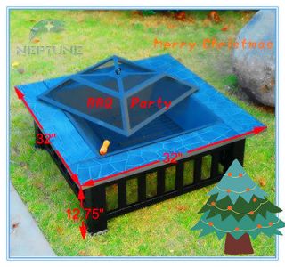   』32 Metal Patio Fire Pit /Camp Stove Grill W/ Cover & Poker 01