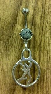   Logo Dangle Belly Ring On Semi Precious Stones and FREE COOZIE