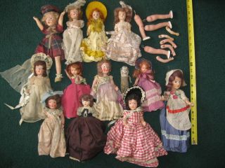 ANTIQUE PORCELAIN & BISQUE, HOLLYWOOD DOLLS LOT FOR PARTS OR REPAIR