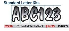 INCH WHITE/BLACK SHADED BOAT LETTERS and NUMBERS