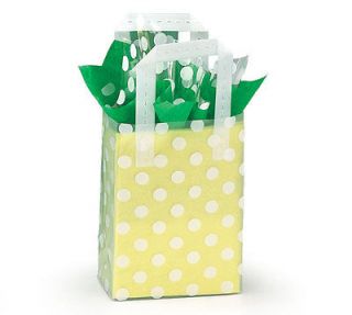   Clear 7x5x3 White POLKA DOT PRINT Plastic Tote Gift Bags w/ Handles