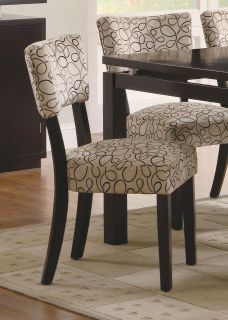   Dining Side Chairs Tan Patterned 2pc Set Casual Dinette Accent
