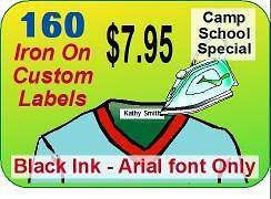 SCHOOL/CAMP SPECIAL   BLACK INK & ARIAL FONT ONLY