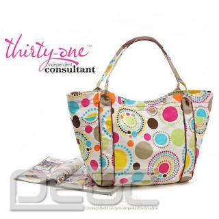 Thirty One Tote Ally Awesome Beach Tote Bag in CIRCLE SPIRALS #2