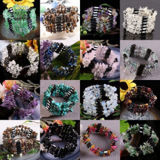 Magnetic Hematite Gemstone Chips Beads Bracelet Bangle Wristband Chain 
