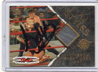 AJ STYLES AUTHENTIC EVENT  USED MAT TNA WRESTLING CARD
