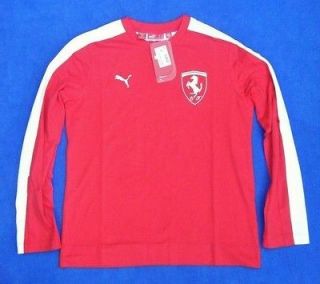 Puma Ferrari Boys Long Sleeve T Shirt Top Red New Size XXL