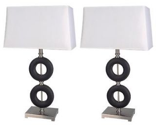 **2 LAMP SET** 27 RETRO LEATHER RING TABLE LAMPS