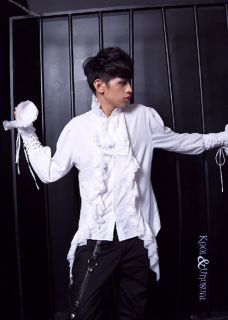 White Victorian Poet Shirt with Ruffles on Front RQBL * Goth Gothic 