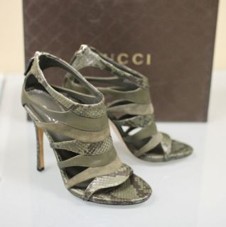   New Authentic GUCCI Gladiator Python Boots Sandals SHOES 36/6 Green