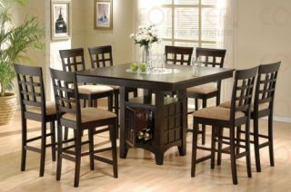 Counter Height Dining Table Set w/ Lazy Susan & Wine Storage 36 