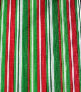 Christmas/Winter~RED/GREEN/WHITE STRIPES~Vinyl Tablecloth~Flannel Back 