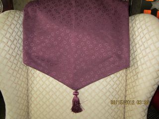   Lined Ascot Valance w Tassel French Country Daisies w Dots Purple Wine