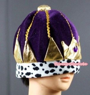 Royal Crown King Purple Velvet Hat Party Costume Cosplay Present 