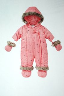 Absorba Baby Girls Microfiber Snowsuit / Pink / Size 6 9 months