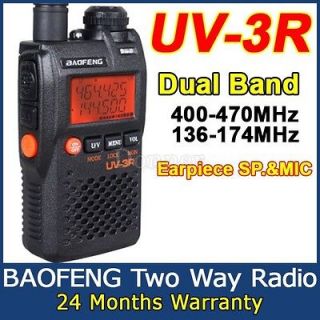 Two Way BAOFENG Radio UV 3R FM Transceiver Dual Band VHF/UHF Frequency 